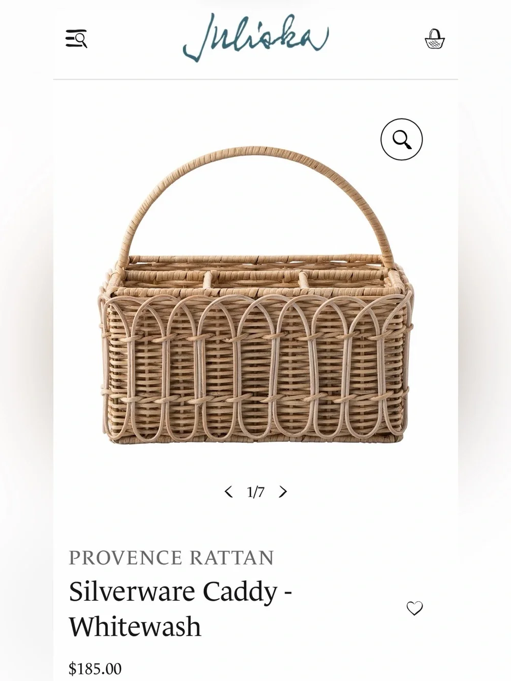 Juliska PROVENCE RATTAN - Silverware Caddy - Whitewash - Picture 1 of 5